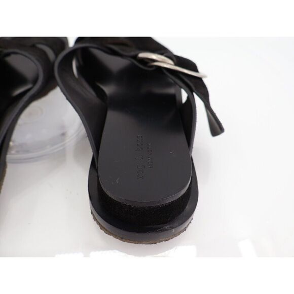 Rag & Bone Beau Cross Sandals Womens 37.5 7.5 Black Suede Slide Flat Slip On - Picture 8 of 13